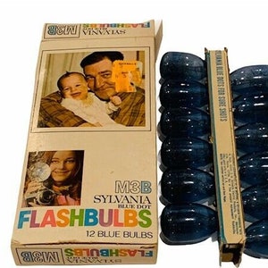 Vintage M3B Sylvania Flash Bulbs Blue Dot Box Camera Flashbulbs Advertising A4