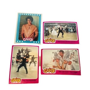 Grease Trading Cards 1978 Paramount lot Travolta Olivia Newton Rizzo Sticker vtg