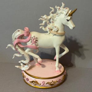Vintage Einhorn Figur Skulptur Pegasus Hamilton Caring Herz Pink Hope Gems