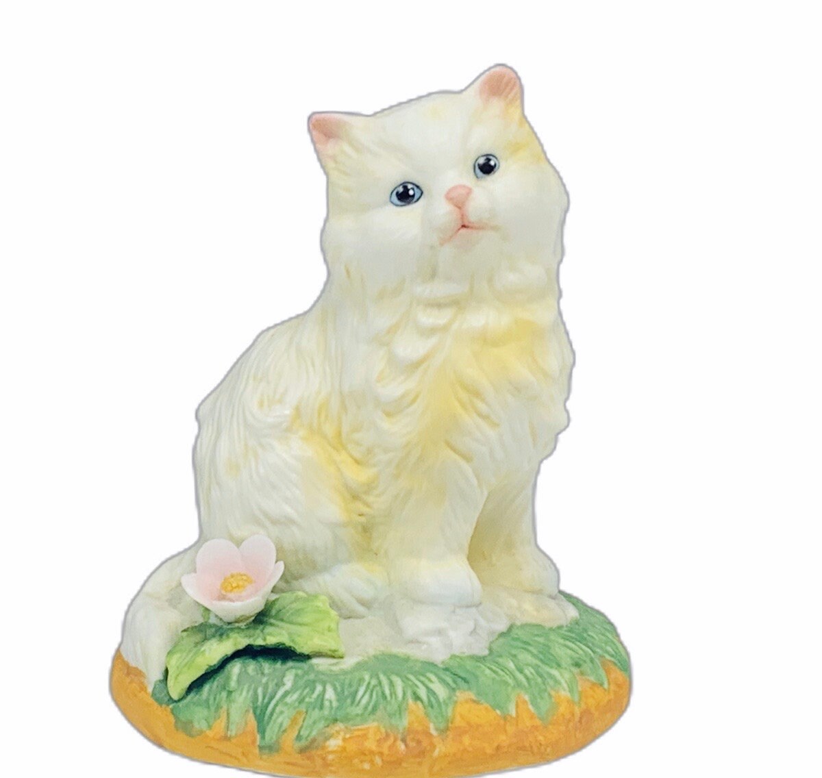 White Mommy Cat and Her 4 Kittens with Milk Ceramic Cat Figurine Cat Pottery 