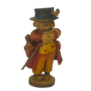 Anri Ferrandiz Italia Figura tallada a mano Vtg firmado RARE Wanderer Cane Squirrel