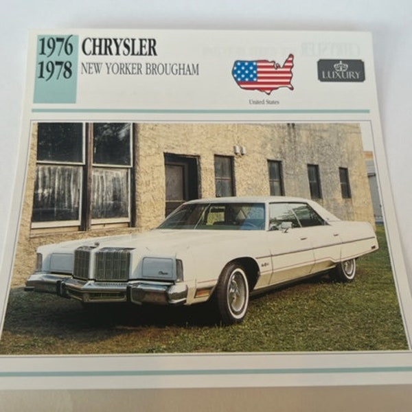 CLASSIC CAR PRINT 6X6 picture photo wall gift automobile transportation card Litho vintage ephemera vtg Chrysler New Yorker Brougham