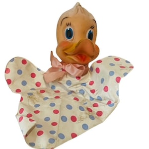 Baby Donald Duck Disney polka Hand Puppet toy 1969 Muppets Mr Rogers vtg antique BM3