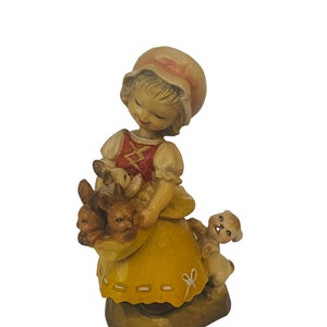 Anri Ferrandiz Italia Figura tallada a mano Vtg firmado RARE Bunnies Bunny Rabbit