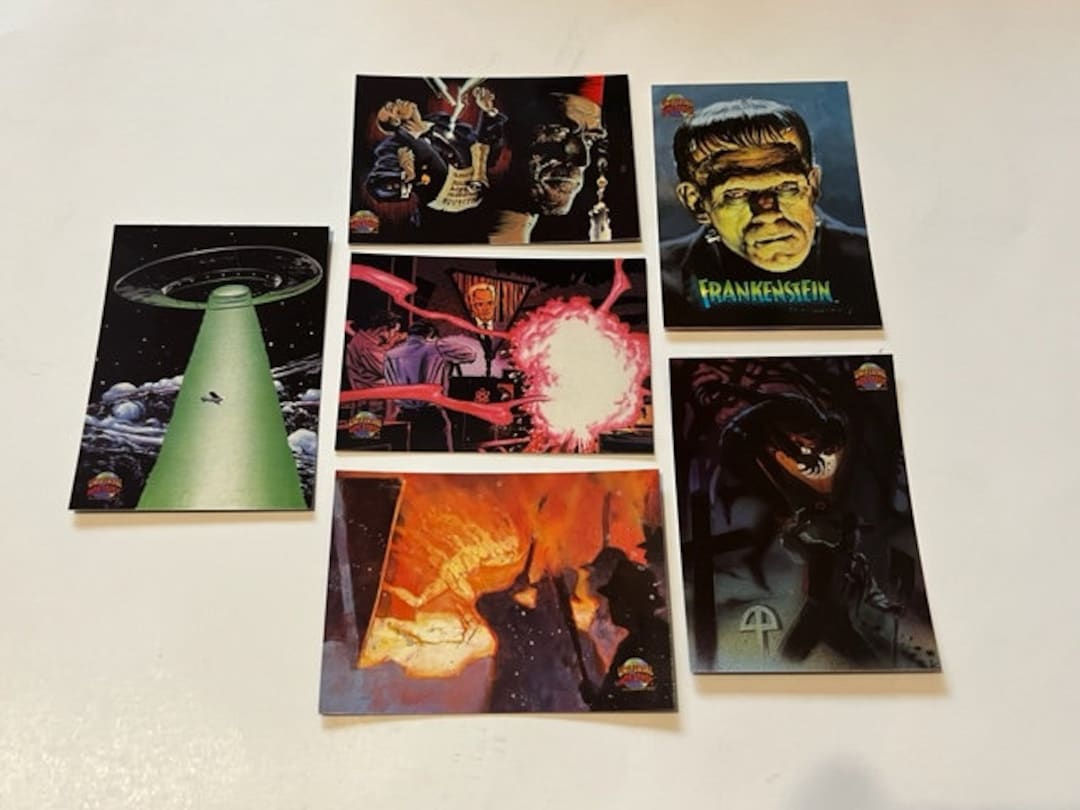 Universal Monsters Trading Card Lot 1991 Topps Art Frankenstein Wolf