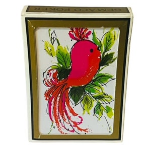 Casino Playing Cards vtg set Poker Gemaco art oiseaux roses cailles Texas hold em usa