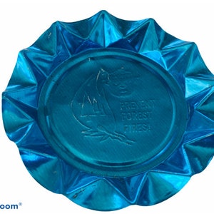Smokey the Bear metal ashtray blue ash tray vintage prevent forest fires advertising