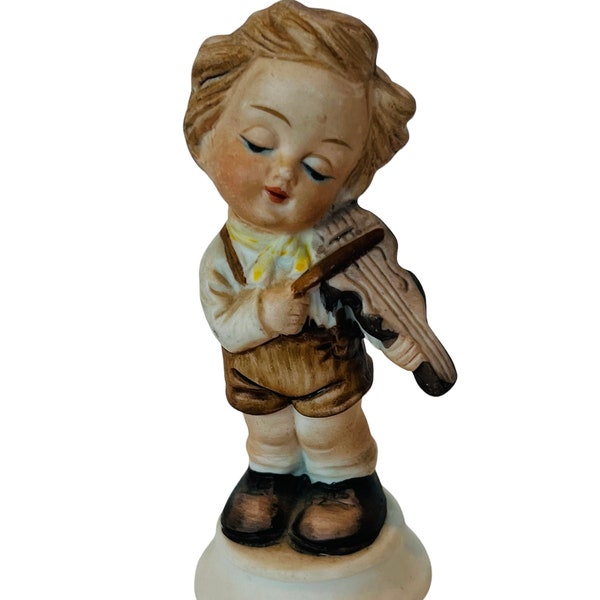 Napcoware Japan Porcelain Figurine 1950s Napco Ware boy ceramic fiddle violin