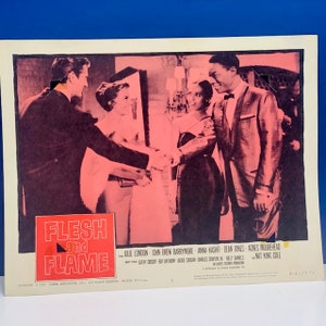 LOBBY CARD POSTER vintage 1961 bioscoop theater memorabilia 14X11 muur kunst papier ephemera mcm Flesh en Flame Julie London 2 AC1