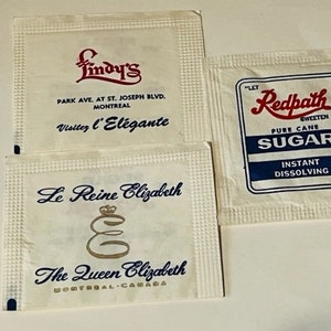 Redpath Sugar Packet LOT Ephemera 1960s Montreal Lindys Queen Elizabeth hotel