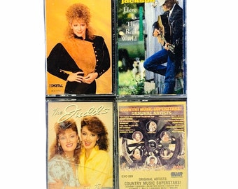 Fitas cassete músicas músicas álbuns hits vtg set vintage pop rock country mix lote 4 Reba Mcentire Judds Alan Jackson vários