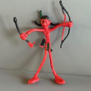 Vintage Brabo Bendies Toy Figure Bendy 1970s Hong Kong Western Cowboy Indian Bow