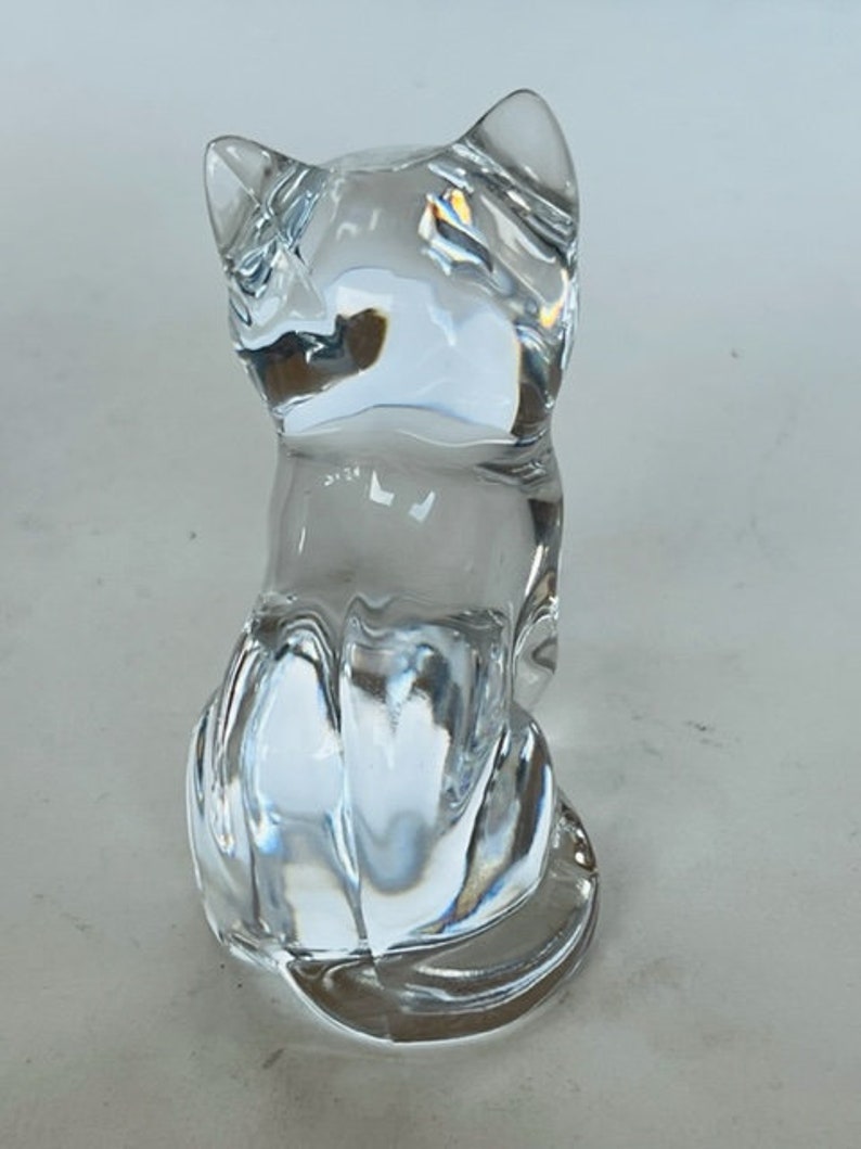 Cat Kitten Figurine Sculpture Vtg Glass Crystal Paperweight - Etsy
