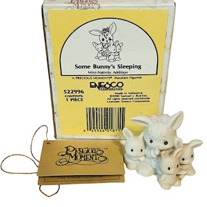 Precious Moments figurine box Enesco 1993 animal birthday 522996 Bunny Sleeping