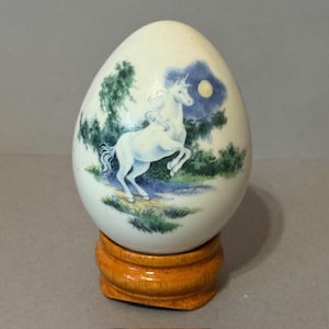 Vintage Einhorn Figur Faberge Egg Princeton Gallery Pegasus 1993 Moon Magic