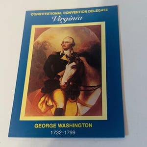 Cartão de Delegado Convenção Constitucional 1787 Política George Washington Virgínia