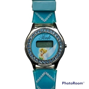 Walt Disney Watch vtg Disneyland wristwatch Tinkerbell Peter Pan Tinker Bell gem