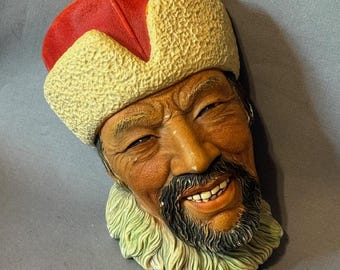 Busto de cabeza de tiza Bosson Legend vintage, Inglaterra, 1966, Himalaya