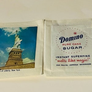 Domino Sugar Packet advertising vintage paper ephemera memorabilia sign motel hotel restaurant cafe Inn New York City Statue Liberty