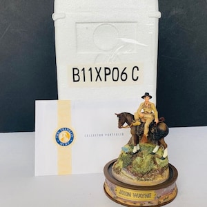 Franklin Mint John Wayne Limited Edition dome sculpture statue figurine NIB box cowboy western horse True Grit gift decor us4