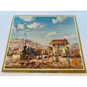 Cowboy Western 1943 TB Gallaher Litho Gallup New Mexico 1880 13X11 art Train NM AC2
