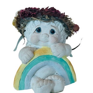 Dreamsicles Figurine Kristin signed Cast Art Stone Angel Cherub Rainbows End vtg