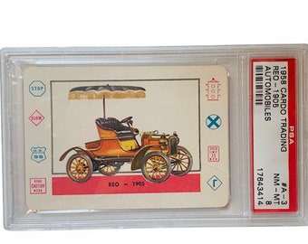 Planes Trains Ships Cars Automobiles Trading Collectors Card 1958 Cardo Trading Leaf Guild Graded Mint PSA 8 Reo 1905 gas buggy