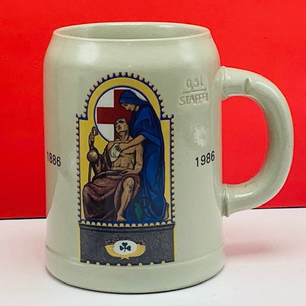 WEST GERMANY MUG cup stein vintage 1986 Lions international 100 jahre brk sanitatskolonne furth vtg