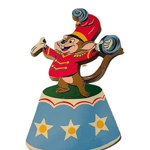 Walt Disney Figur Märchen Pin-Ups 1951 Dolly Spielzeug Wand Holz Dekor Tipp City Ohio OH Dumbo Elefant Timothy Zirkus Karneval Maus Mäuse