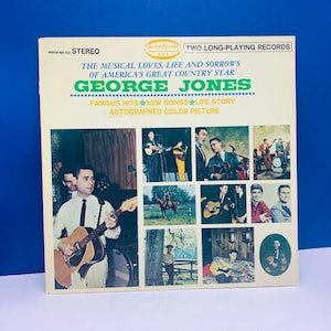 VINYL RECORD VINTAGE 33 rpm music album lp vtg cover sleeve mcm Country Western George Jones famous hits two 2 long playing