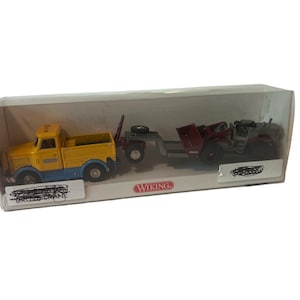 Wiking Dunlop Reifen lastbil släpvagnslastare leksaksfordon gul vtg diecast Tyskland