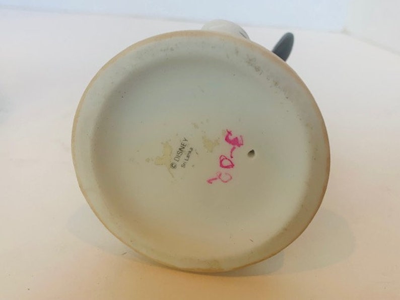 May include: White ceramic figurine of a cartoon character with a black hat and a white base. The base has the text "&copy; DISNEY Sri Lanka" printed on it.