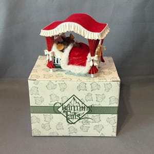 Vintage Charming Tails Figurine Mouse Fitz Floyd Christmas Cuddled For Bed Box