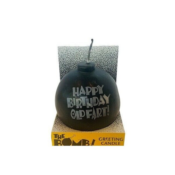 Happy Birthday Greeting Candle The Bomb Old Fart 1994 vtg Tristar wick sparkles