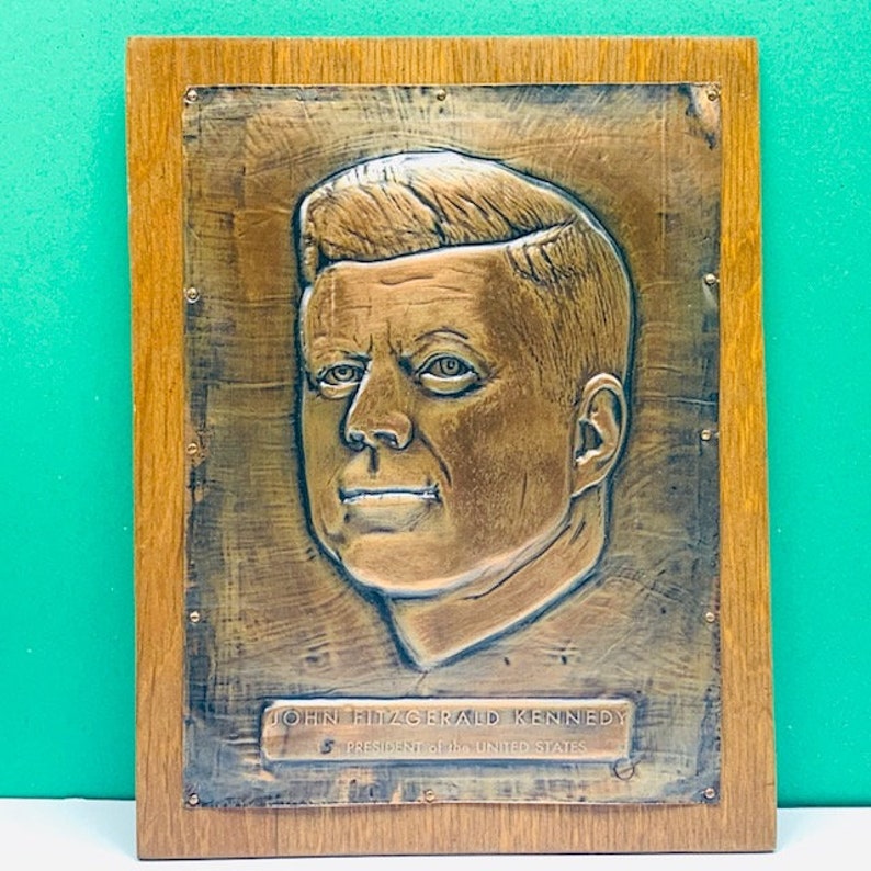 John F Kennedy Copper Wall Hanging Us President Home Decor Etsy