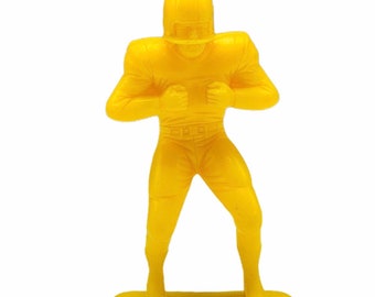 LOUIS MARX FOOTBALL 1969 vintage plastic molded action figure collectible 4 inch 4" toy sports memorabilia yellow Blocker guard lineman