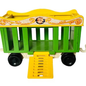Fisher Price Circus Train Little People vtg 1960s antique toy figure Lion Cage