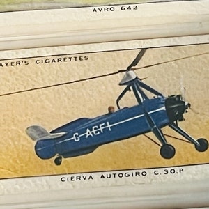 Airplane Tobacco Trading Card John Player Sons Aeroplane Cierva Autogiro helicopter copter