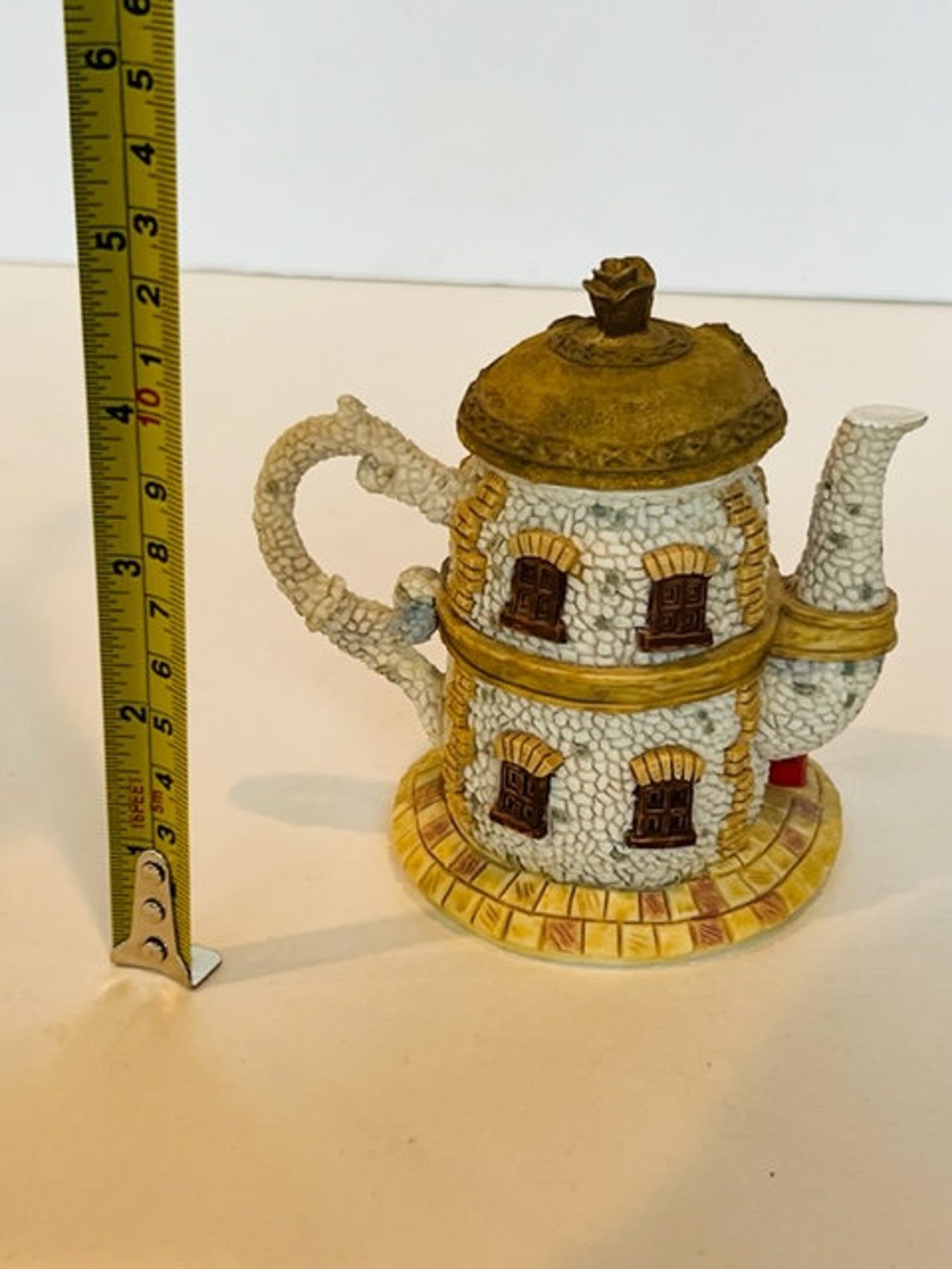 Hometown Teapot Cottage House Figurine Tea Pot Home Town Post Etsy