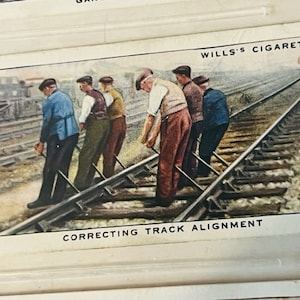 Tarjeta de ferrocarril Equipo ferroviario de tren 1938 HO WD Wills Alineación de vías imperiales