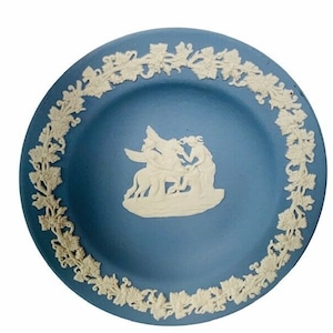 Wedgwood plate Jasperware blue miniature collectors England Pegasus Perseus vtg jasper ware