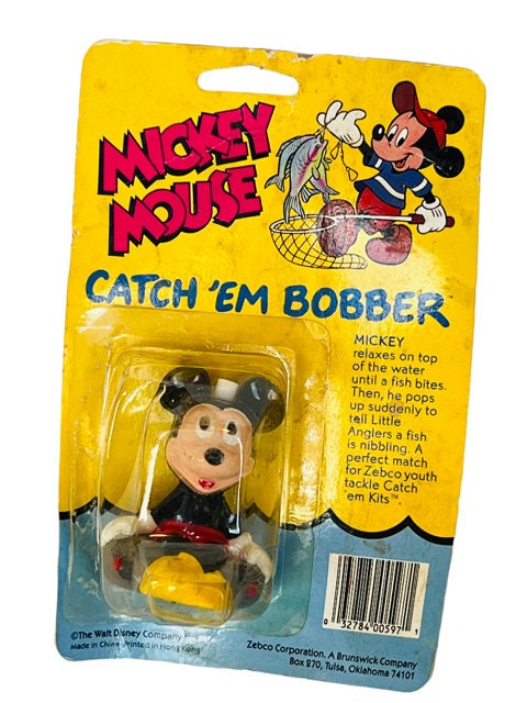 Mickey Mouse Figure Toy Vtg Catch Em Bobber Fishing Disney Zebco