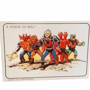 CALENDÁRIO DO UNIVERSO DOS MESTRES 1986 Mattel He-Man She-Ra esqueleto cartão figura de ação brinquedo arte papel efêmera desenho animado Horda do Mal Hordak Grizzlor