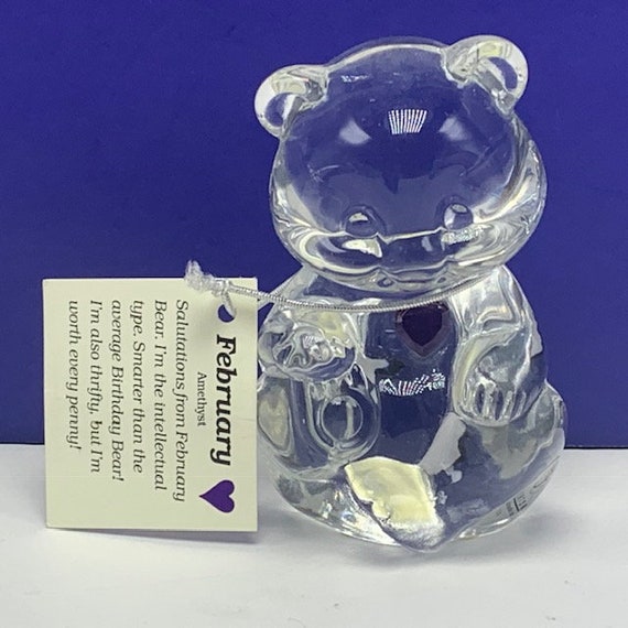 FENTON TEDDY BEAR vintage birthday glass figurine sculpture statue opalescent irredescent vtg retired original milk white pink rose necklace