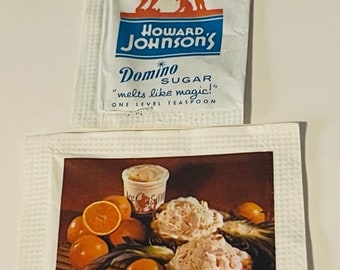 Domino Sugar Packet pubblicità vintage carta effimera memorabilia segno motel hotel ristorante café Inn diner Howard Johnsons piatto di cibo 4