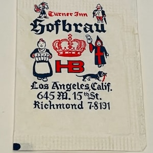 C and H Sugar Packet advertising vintage ephemera restaurant diner market memorabilia Sign CH motel hotel California CA Turner Inn Gofbrau