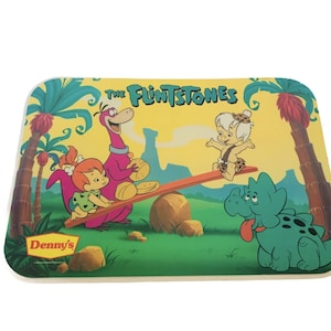 The Flintstones Dennys Placemat vtg 17X12 Hanna Barbera 1989 Pebbles Bam Dino AC1