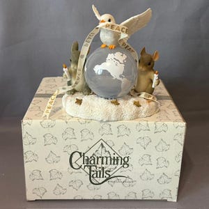 Vintage Charming Tails Figurine Mouse Fitz Floyd Christmas World Good Wishes Box Dove
