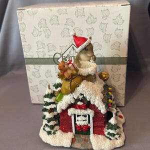 Vintage Charming Tails Figurine Mouse Fitz Floyd Christmas Musical Here Comes Santa Claus Music Box