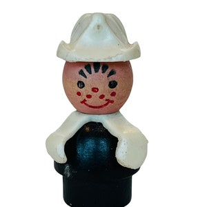 FISHER PRICE VINTAGE 1960er Jahre Kleine Menschen SpielzeugFigur vintage antik vtg Sammlerstück Sesamstraße Muppets Feuerwehr Feuerwehrmann Schwarz